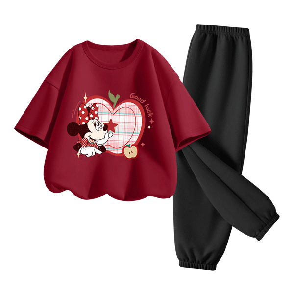 Disney Kids Sportswear 2026 Summer New Comfortable Cotton Girls Short Sleeve T-Shirt Loose Boys Summer Outfit