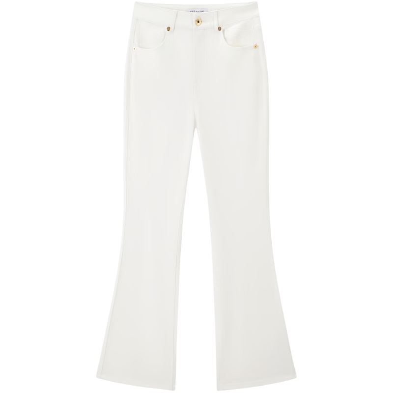 Peacebird Women's High-Waist Summer Commuter Straight-Leg Mint Jeans Denim Off-White Cropped Flared Pants S