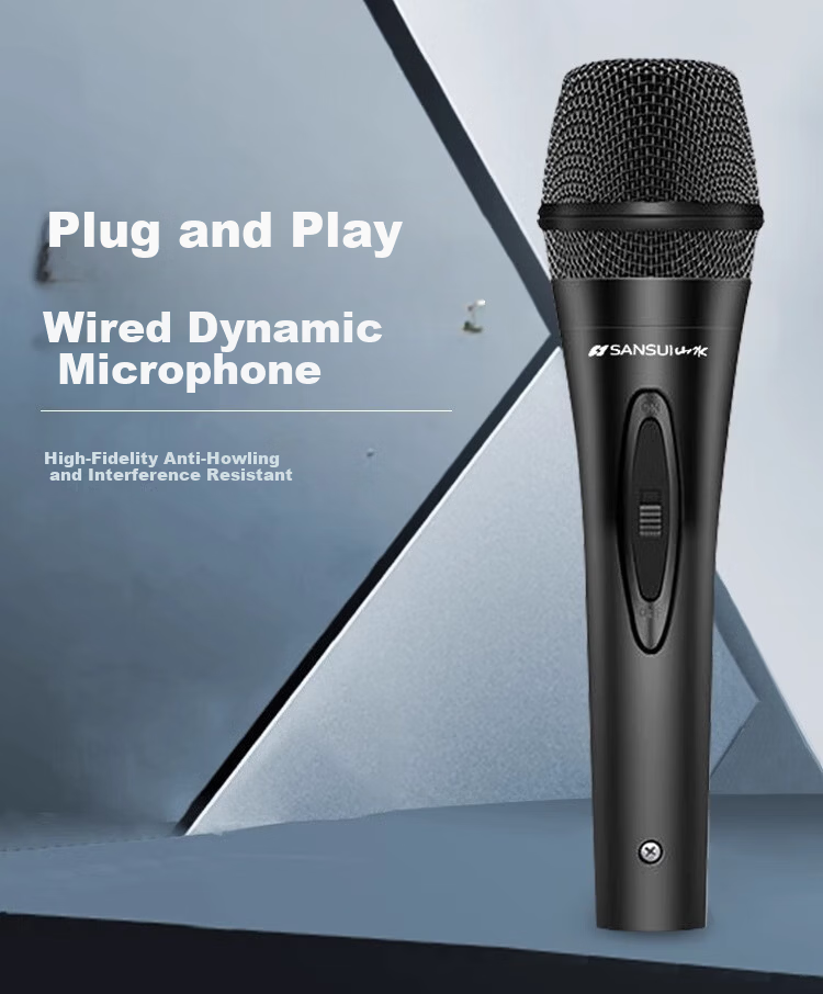 SANSUI S02 Wired Handheld Dynamic Microphone High-Quality KTV Home Singing Speech Stage Performance Classic Black 1