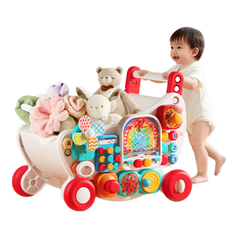 Auby Busy Board 4-in-1 Baby Walker Toddler Push Walker Montessori Early Education Toy Gift for 1-3 Years Old