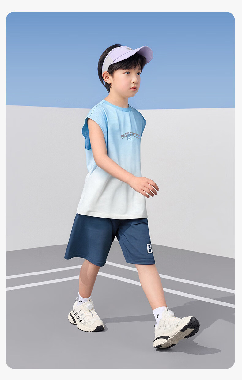 Zuo Xi Boys Quick-Dry Sports Vest Set 2026 New Summer Children's Mesh Moisture-Wicking Short Sleeve Mint Green 150 28