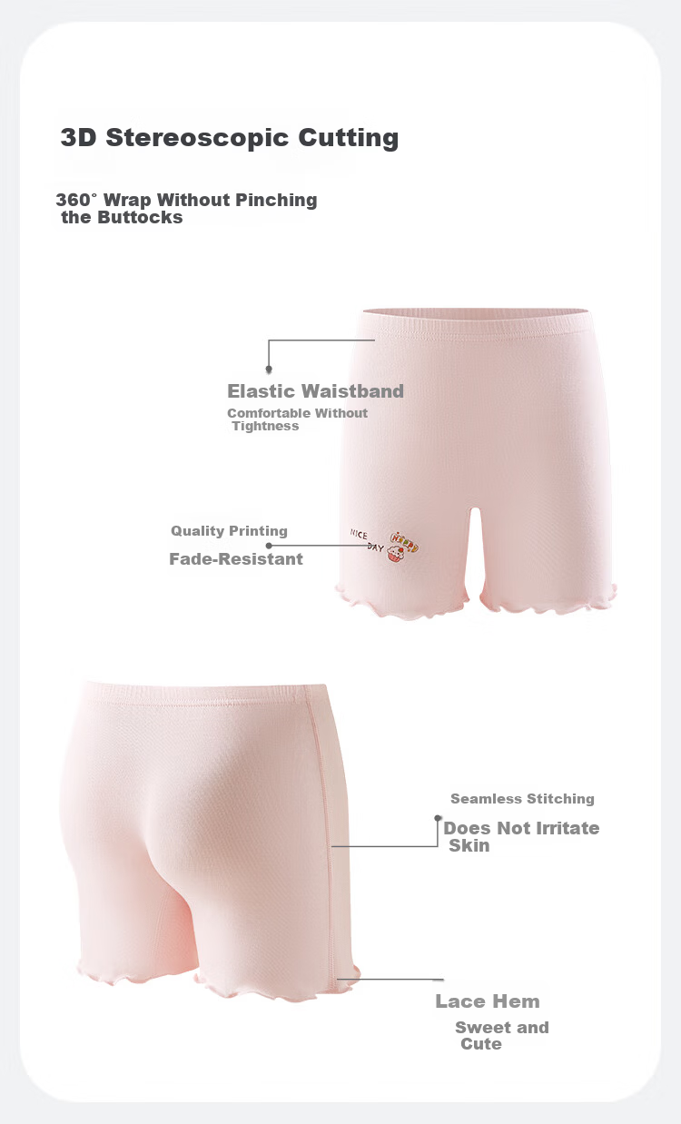 DEESHA Girls Anti-Exposure Safety Shorts Underwear 2-in-1 Summer Thin Antibacterial Crotch Boxer Briefs Children's Leggings 7A 6