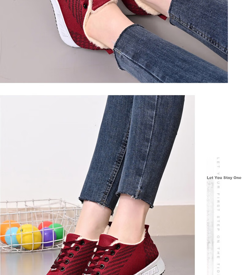 FOOTOPPO Women's Sports Cotton Shoes Elderly Winter Warm Plush Casual Shoes for Moms 13