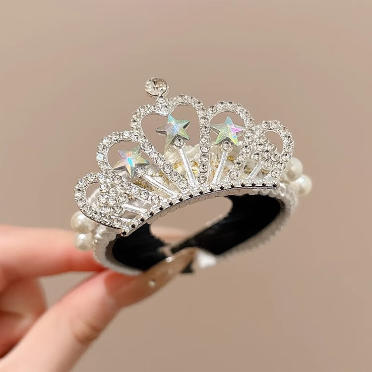 LiQing Children's Crown Hair Clip [Lotus] Princess Girl Pearl Bun Maker Ponytail Holder Hair Accessory 6
