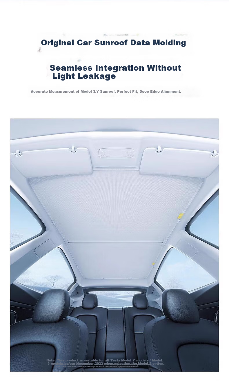 AUTOWOEL Tesla Model Y3 Sunroof Sunshade Curtain Upgraded Version Double-Layer Magnetic Sunshade Heat Insulation Original 7