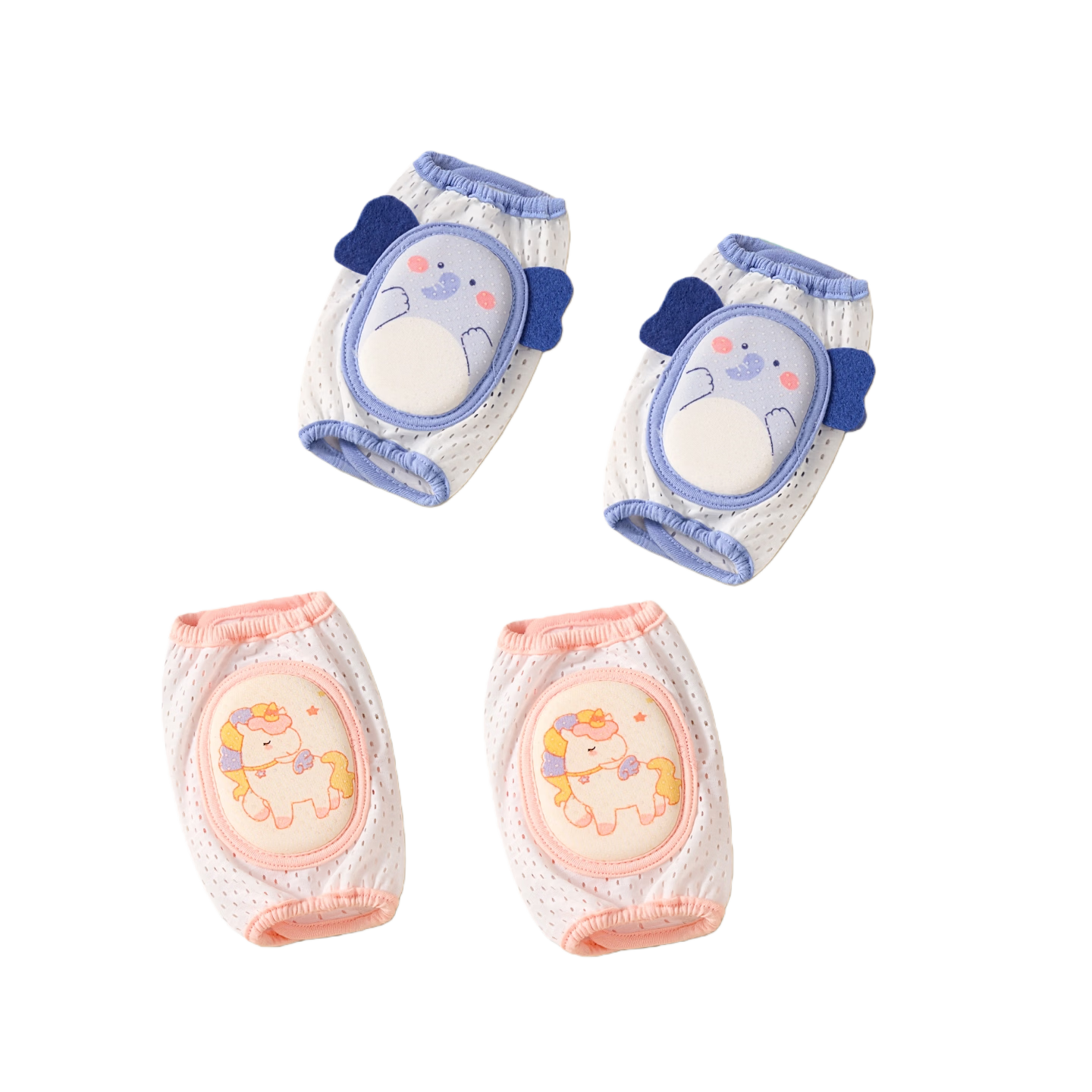 Betis Baby Knee Pads Thin Version Adjustable Knee Protectors for Crawling and Walking Toddlers Elephant + Unicorn