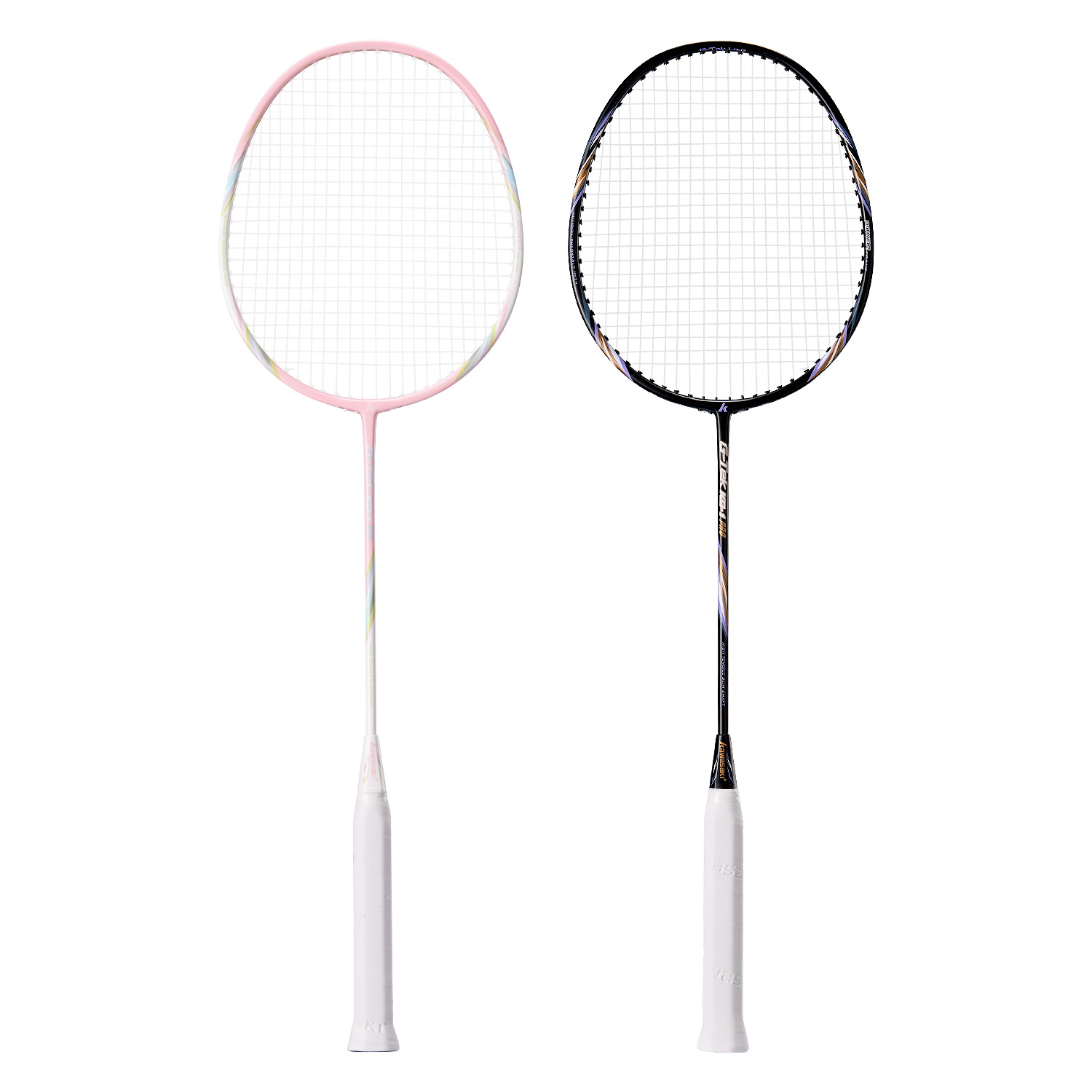KAWASAKI KD-1pro Ultra-Light Carbon Badminton Racket Set Black Purple + Pink Pre-Strung + 6 Shuttlecocks + Grip + Racket Bag