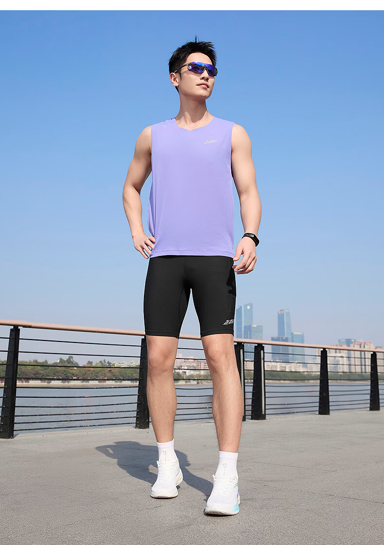 QIAODAN Men's Feiying Semi-Elastic Sports Shorts Professional Tight Marathon Running Five-Point Racing Compression Pants 1