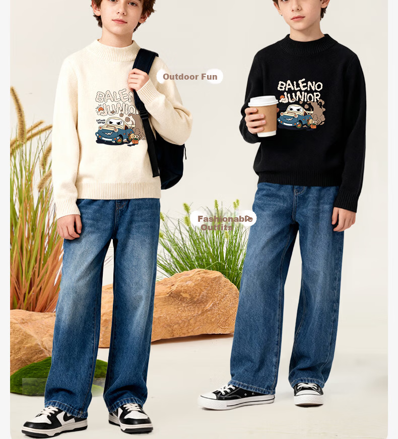 Baleno Boys' Sweater, Winter 2025 Style, Children's Fleece-Lined Warm Semi-Turtleneck Knit Sweater, Big Kids Winter Inner Layer Sweater 9