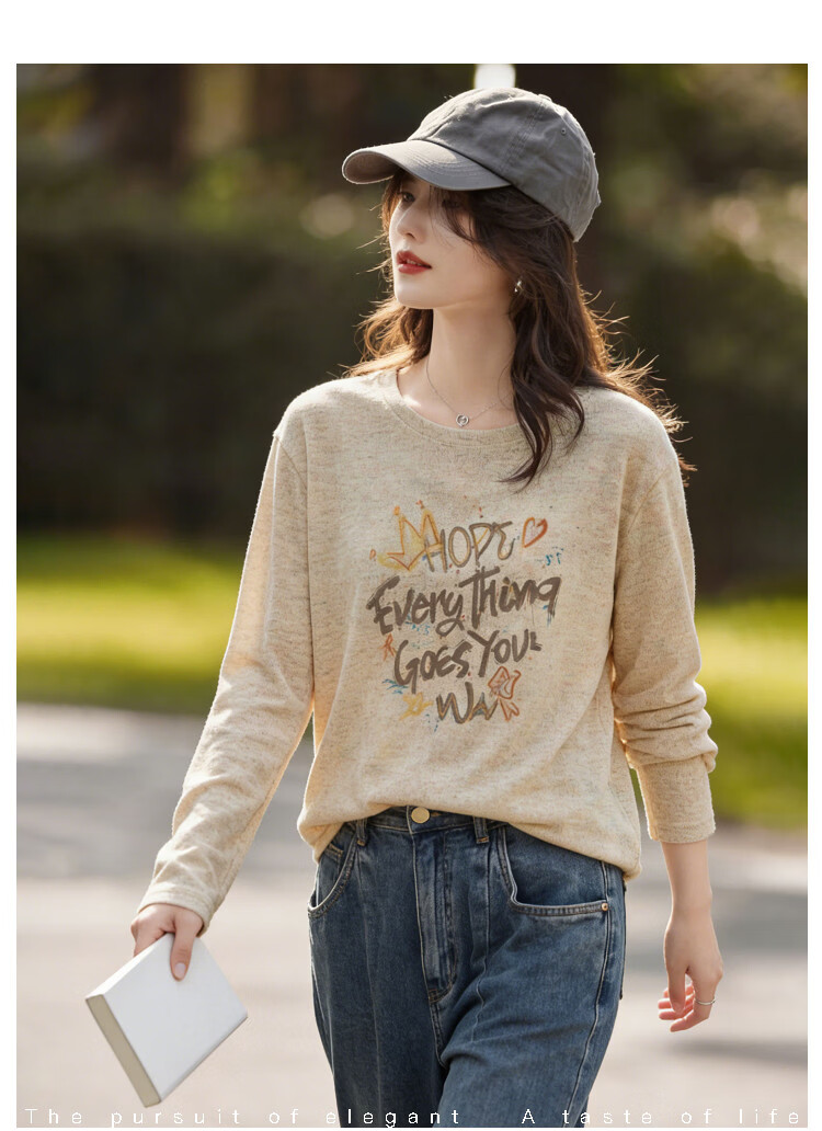 Awakening Paradise 26 Summer Autumn Fashion Round Neck Casual American Lazy Style Knit Letter Graffiti T-Shirt Short Sleeve Yellow M 5