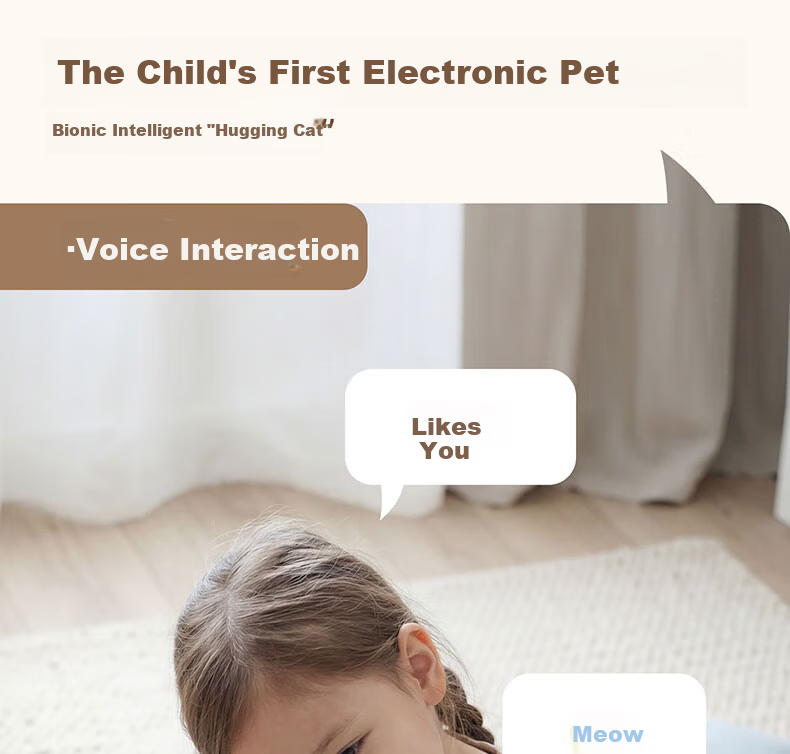Chongker Plush Realistic Feedback Cat Smart Bionic High-End Electronic Pet Electric Doll Birthday Gift for Kids 4