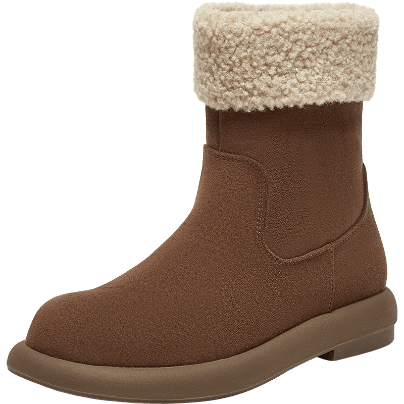 BASTO Winter 2026 Fleece-Lined Thick Warm Snow Boots Fur Shoes Thick-Soled Women's Cotton Shoes Short Boots M5311DZ6