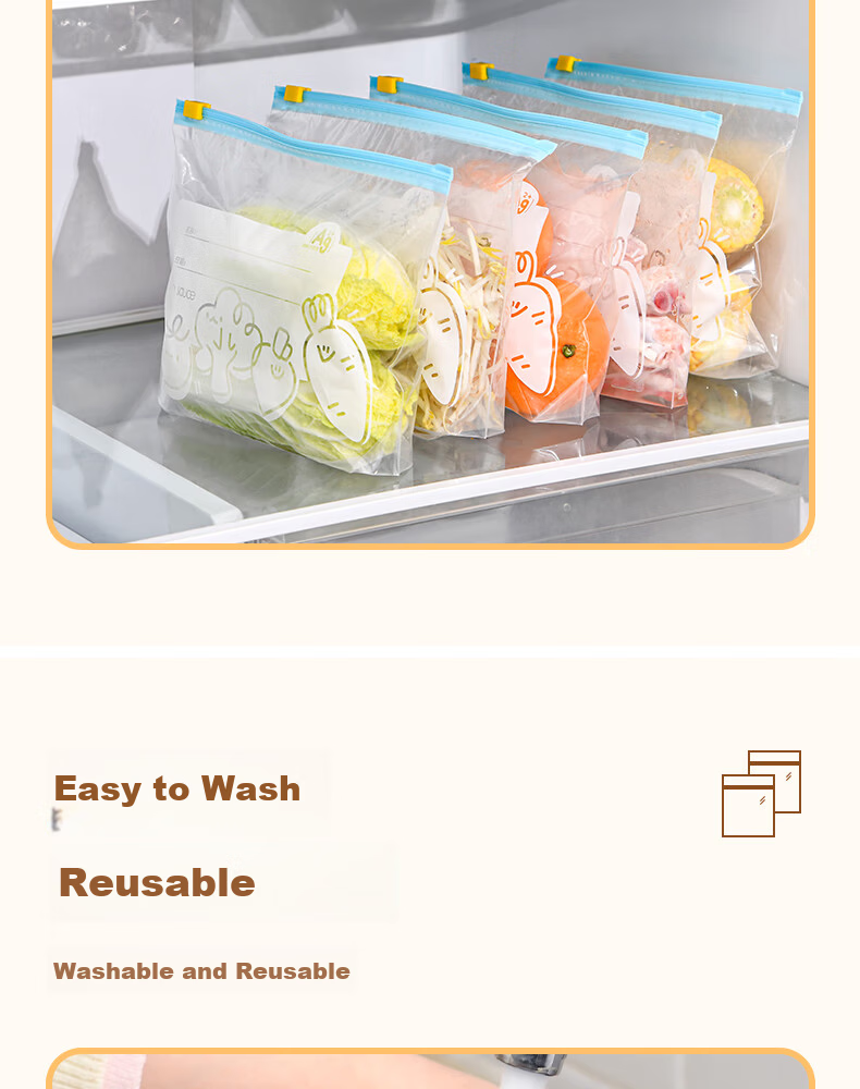 SP SAUCE Antibacterial Fresh-Keeping Sealable Slider Zipper Food Bags Medium + Large Combo 35 Pieces 15