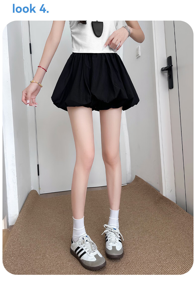 Modaier White Floral Short Skirt for Women, 2026 Summer New High-Waisted A-Line Slimming Anti-Exposure Skirt Pants Puffy Midi Skirt 13