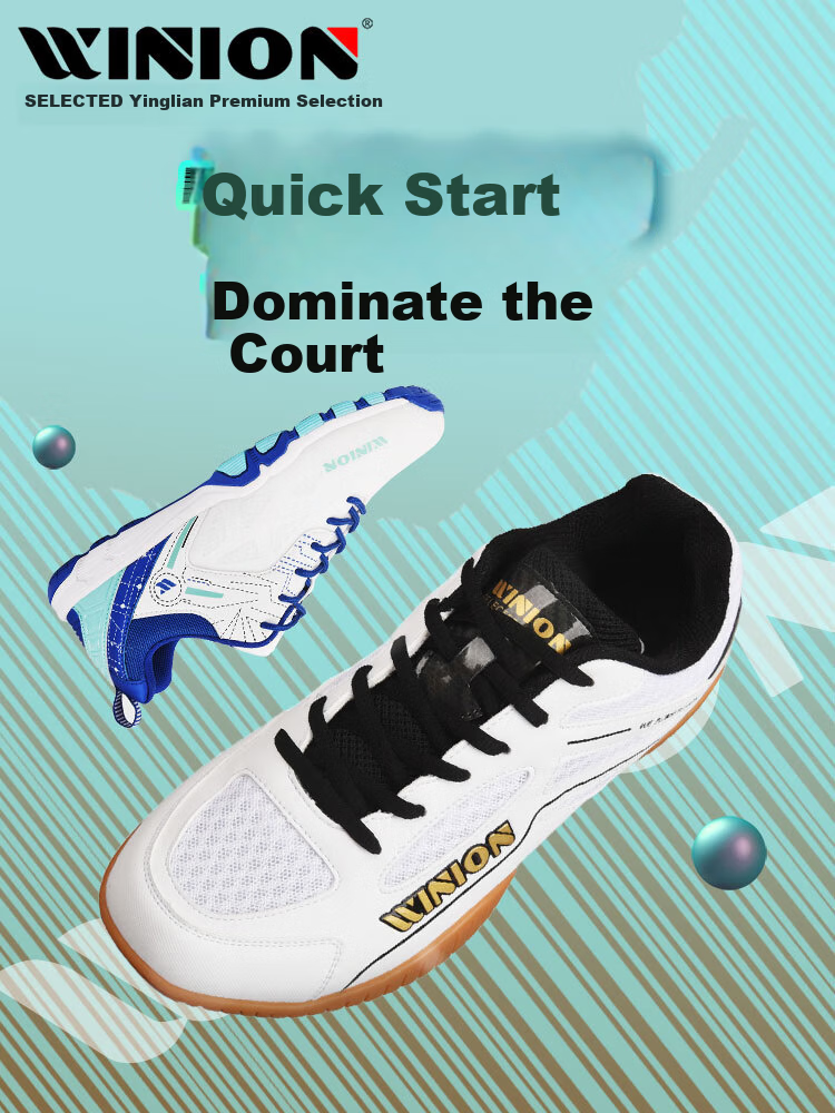 WINION Selected Table Tennis Shoes Men Women Non-slip Wear-resistant Table Tennis Sports Shoes Starting Point 2.0 White Blue Size 45 2