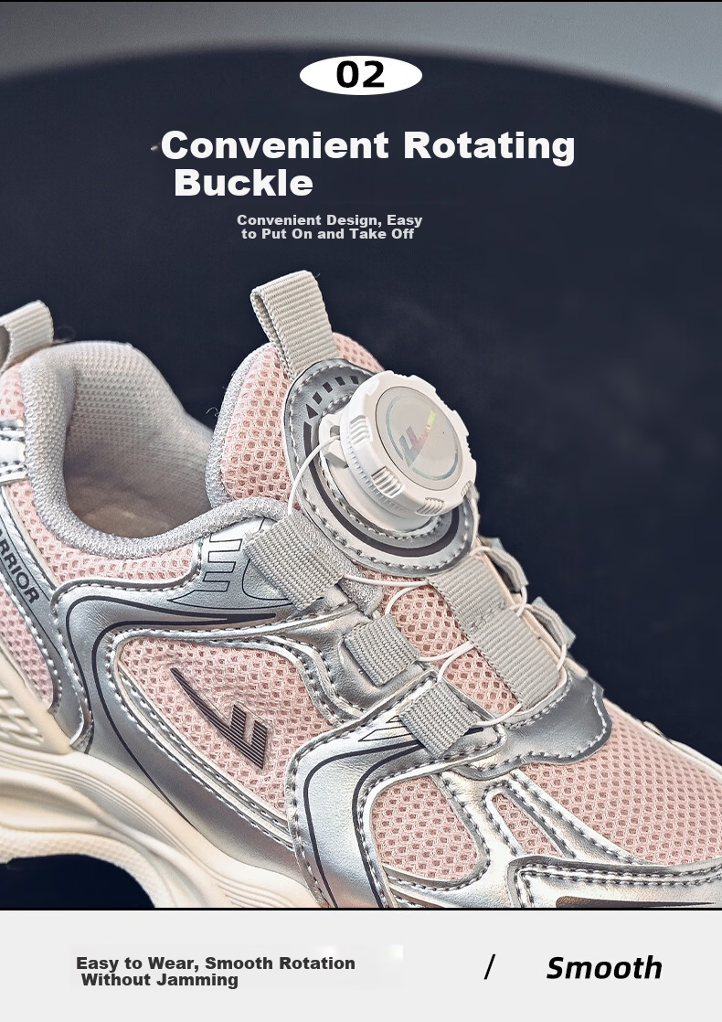 Warrior Kids Sports Shoes Girls Casual Soft Sole Dad Shoes Boys Lightweight Running Shoes WZ-1902 Pink Silver Gray Size 33 3