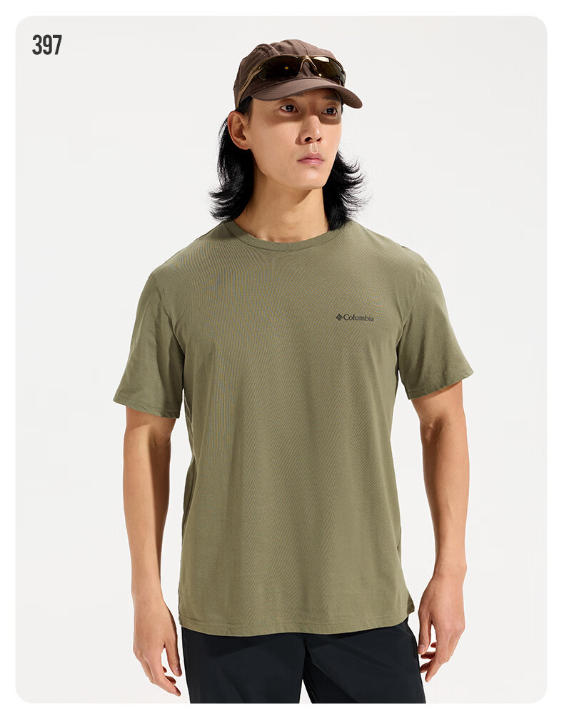 Columbia Men's T-Shirt 26 Spring Summer Outdoor Casual Sports Comfortable Cotton Breathable Short Sleeve AE8963 397 XL 7