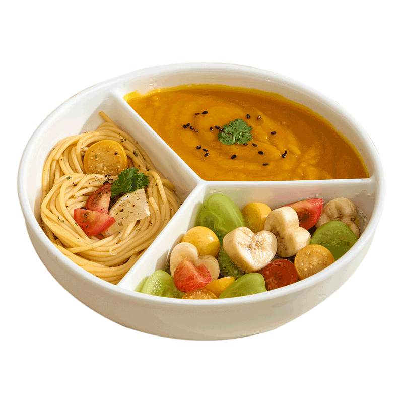 COOKSS Baby Food Steaming Tray Round Three-Compartment Ceramic Egg Steamer Bowl for Rice Cooker Children's Steaming Dish Divider