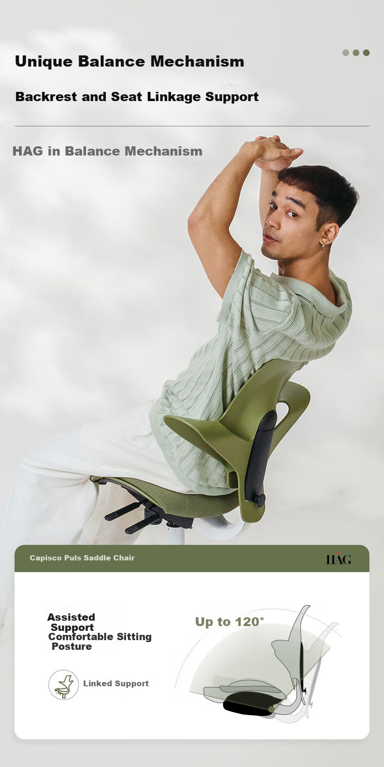 FLOKK HAG Riding Ergonomic Chair Computer Chair Home Study Chair Long Sitting Comfortable Dusk Blue Small Size 2