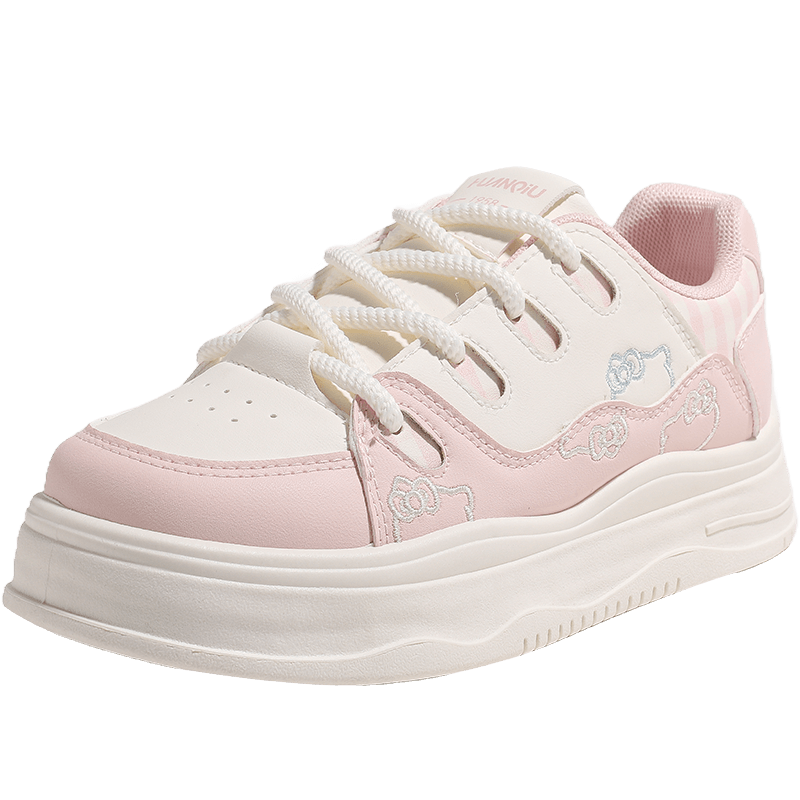 Global Platform Thick-Soled Height-Increasing White Sneakers for Women 2026 Spring New Cute Cat Sports Student Casual Skate Shoes Light Blue Size 39