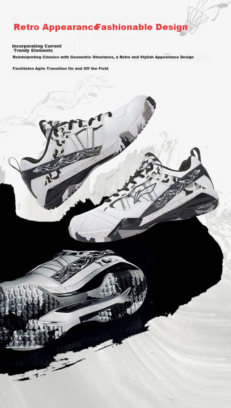 LI-NING Badminton Shoes Invincible ACE Shi Yuqi Edition Snow Camouflage Professional Competition Training Sports Shoes Size 37 6