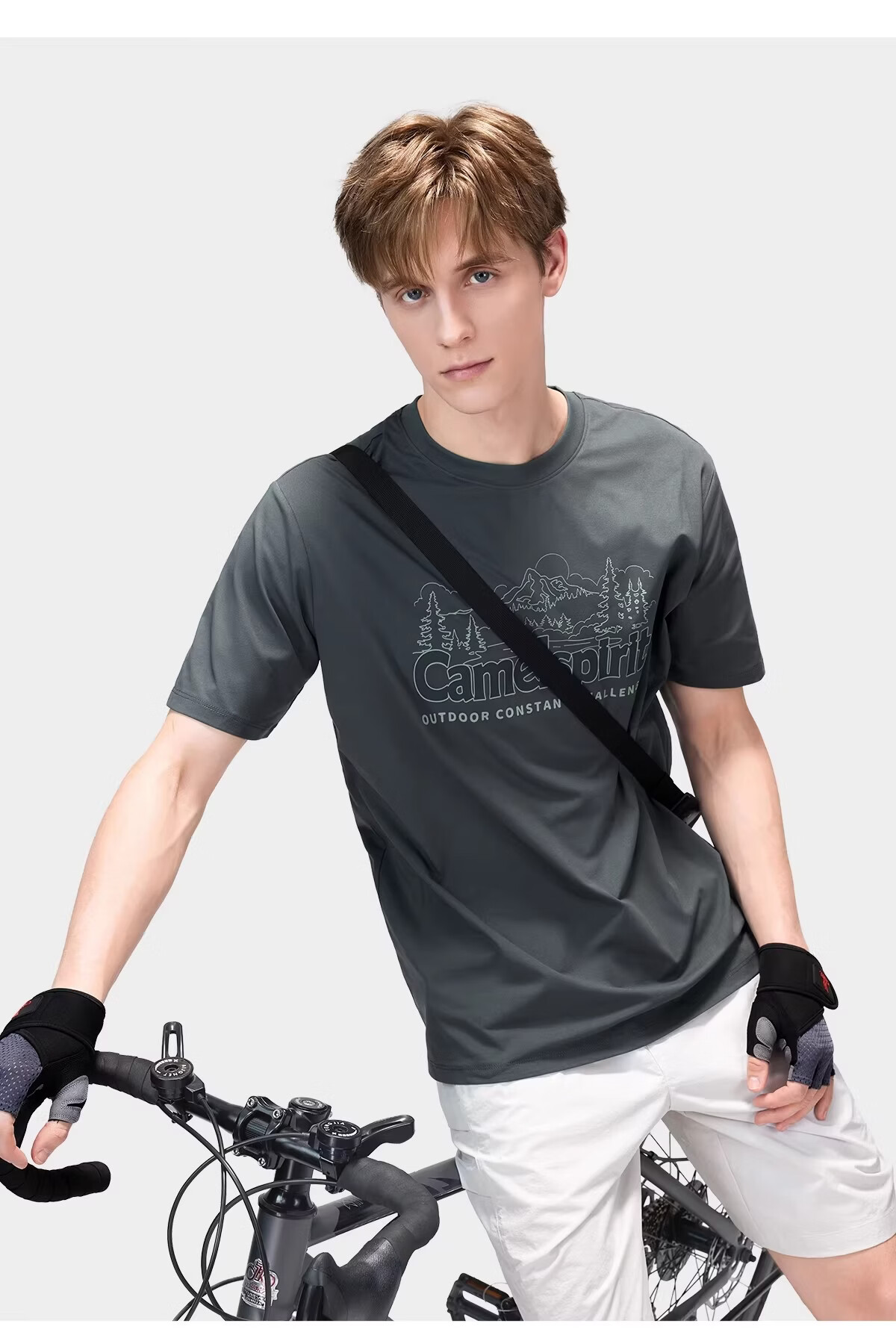 CAMEL Outdoor Quick-Dry Men's T-Shirt Spring Summer Short Sleeve Cooling Breathable Sweat-Absorbing Wrinkle-Resistant Stretch Printed Hiking Sun Protection K048 15