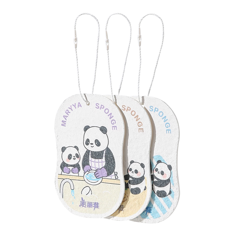 MARYYA Wood Pulp Sponge, 3 Pieces, Non-Sticky, Lint-Free, Dish Brush, Baby Washcloth, Kitchen Cleaning Cloth