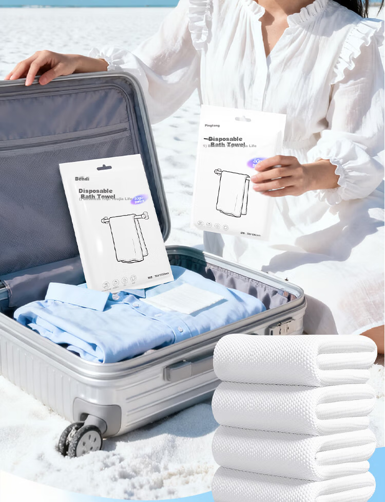 Bendi Disposable Bath Towels 5-Pack Extra Large Thickened Individually Packaged Soft Comfortable Hotel Travel Towels 4