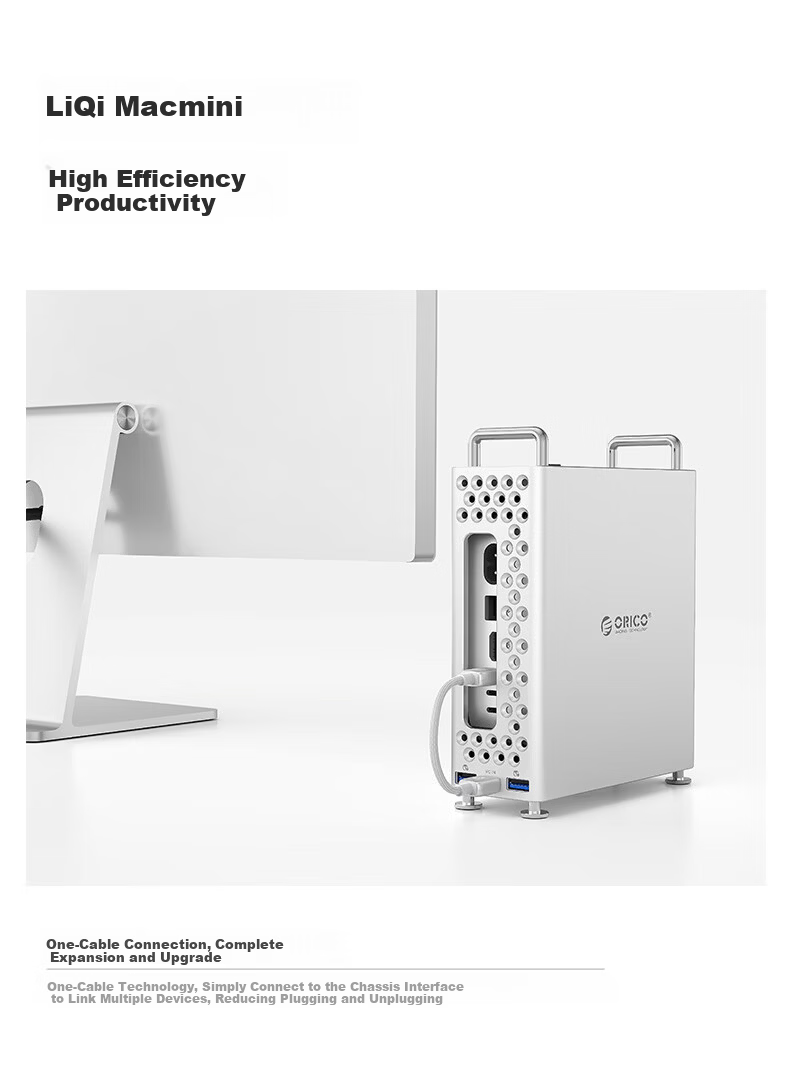 ORICO Macmini M4 Stand Aluminum Alloy Desktop Riser Cooling Bracket Screw-Free MiniPro Case Expansion MS10 for Apple Computer Without Hard Drive 4