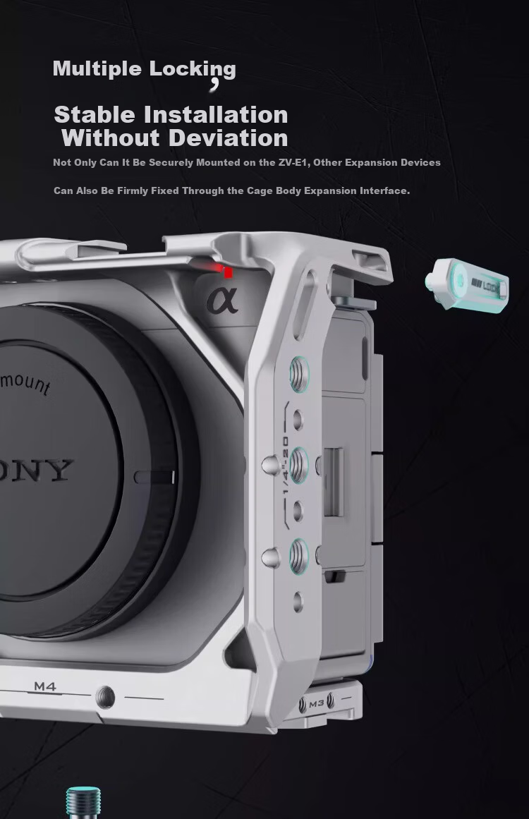 TILTA Iron Head Rabbit Cage Camera Expansion Frame for Sony ZV-E1 Camera Kit Protective Cage Compatible with Sony Mirrorless ZV-E1 Vlog Photography Expansion Accessories Full Cage - Silver 9