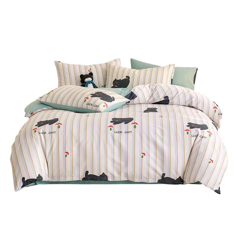 Grace A-Class Antibacterial 100% Xinjiang Cotton Pure Cotton Student Duvet Cover Strawberry Cat 150*200cm