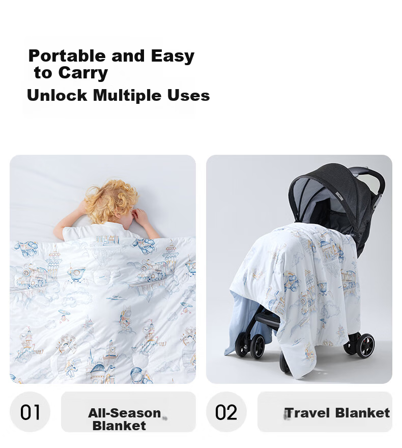 Betis Children's Summer Cooling Quilt Baby Blanket Four Seasons Universal Baby Kindergarten Air Conditioning Quilt Forest Adventure 150×120cm 17