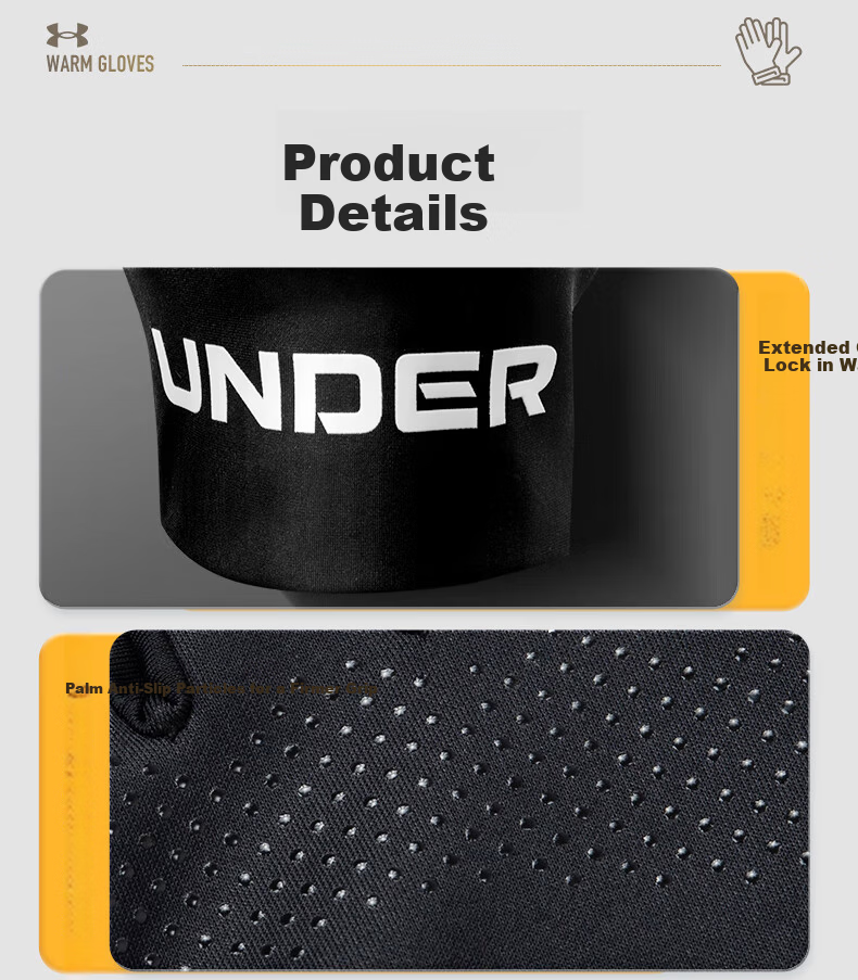 Under Armour Men's Winter Thermal Cycling Gloves Fleece Lined Electric Bike Windproof Touchscreen Ski Outdoor Anti-Freeze Gloves 12