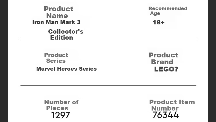 LEGO Super Heroes 76344 Iron Man Mark 3 Collector's Edition Toy Gift for Boys and Girls Valentine's Day Decoration 9