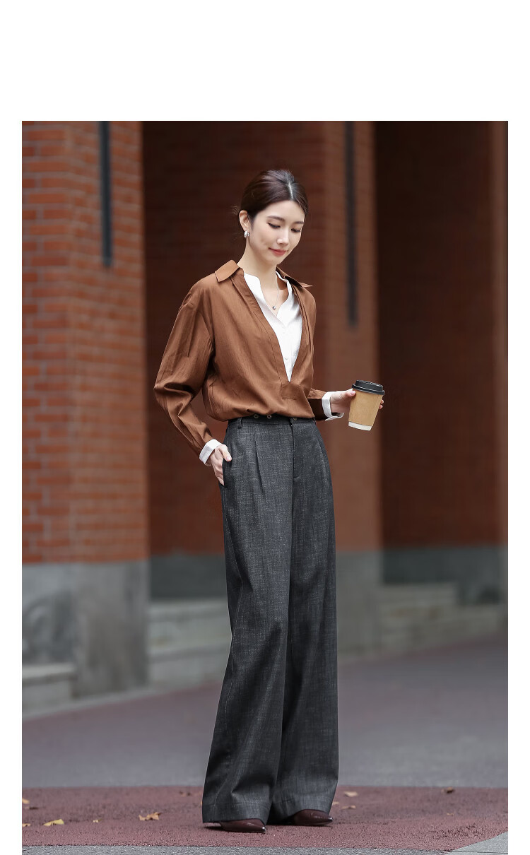 Demana [with Cloud Oxygen Cotton] Spring Smart Commuter Design Pleated Decorative Button Straight Wide-Leg Women's Jeans 14