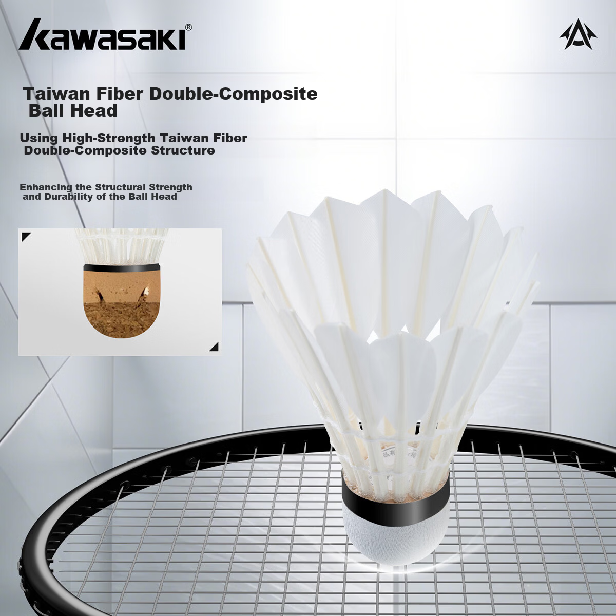 KAWASAKI Durable Feather Badminton Shuttlecock KS50 Stable Flight Training Club Goose Feather Shuttlecock Speed 77