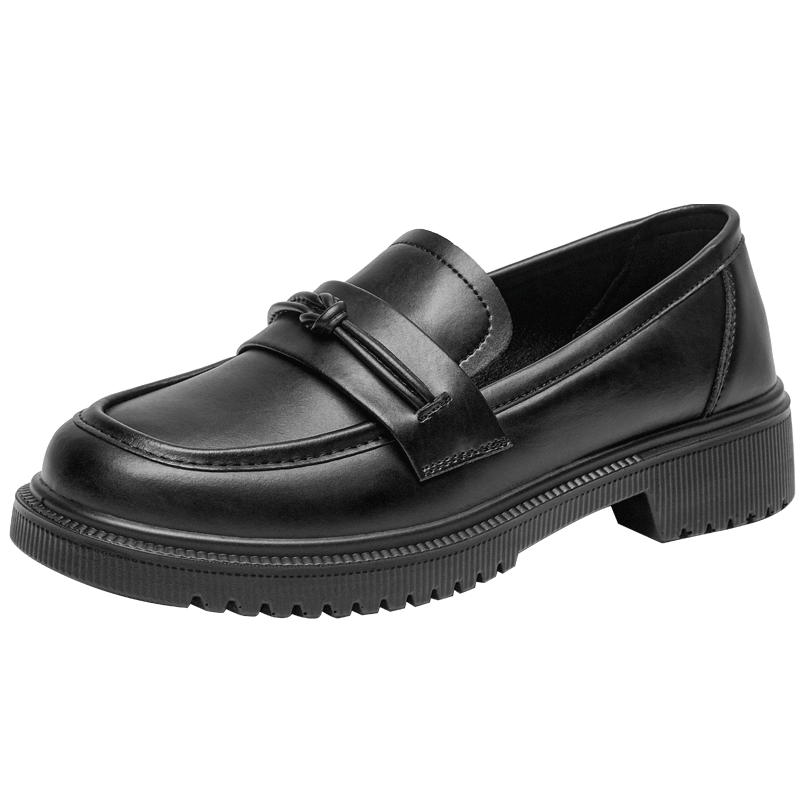 Dustodusto Women's Fashion Leather Shoes 2026 Spring New British Style Loafers Round Toe Lightweight Soft Sole Single Shoes