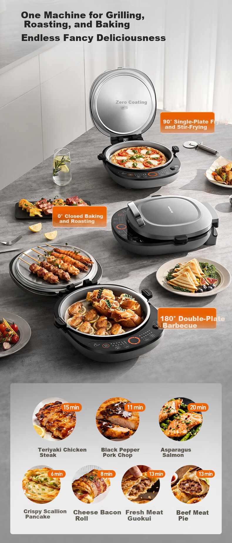 Joyoung New Stainless Steel Electric Griddle 0-Coating 36+8MM Floating Space Detachable Upper and Lower Plates 1700W Double-Sided Heating Pancake Maker JK30-GK750 14