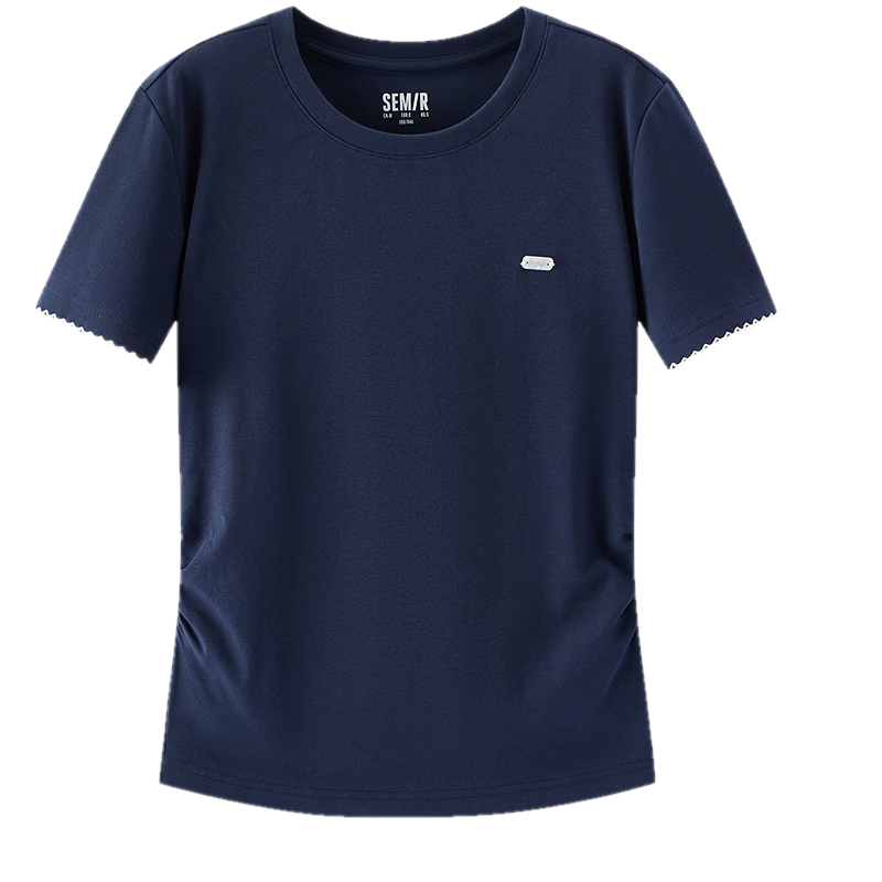 Semir Mall Same Style | Women's Summer Slim Fit Short Sleeve T-Shirt with Pleated Color Block Pullover 2026 Top 101326100048