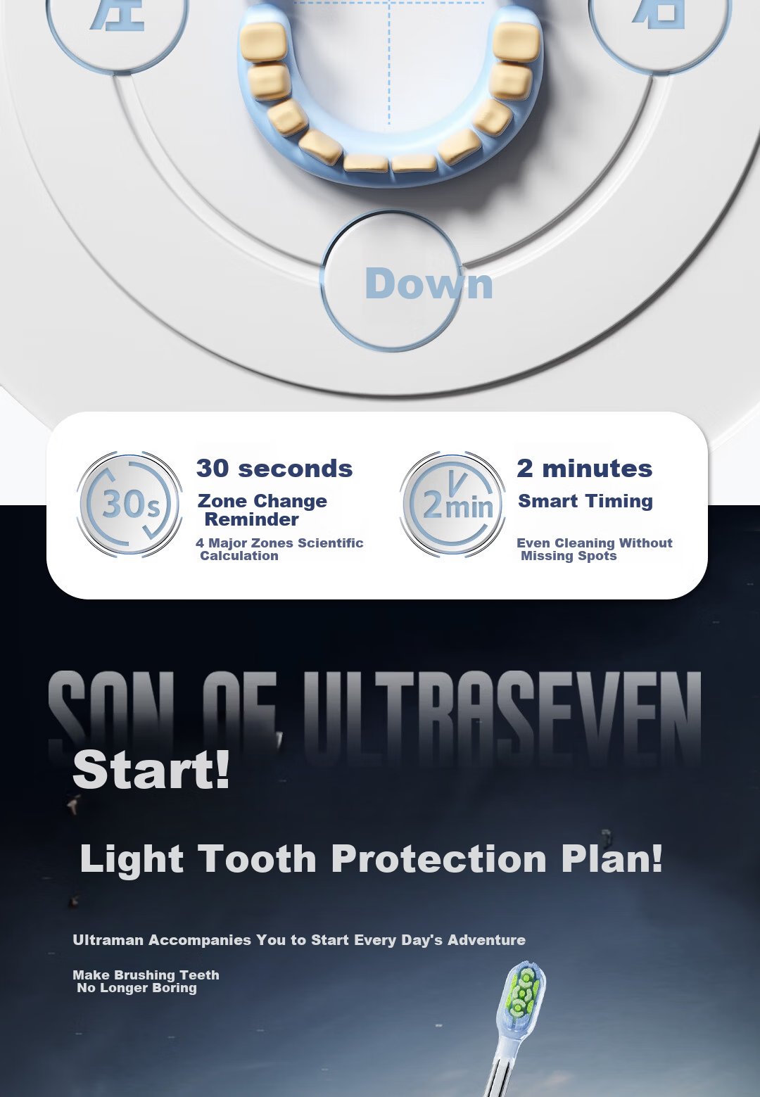 ApiYoo A9pro-F Ultraman Children's Electric Toothbrush with Voice, Leak Prevention, Reminder, Soft Bristles And Gum Protection for Boys And Girls Ages 3-6 Student Holiday Birthday Gift 9