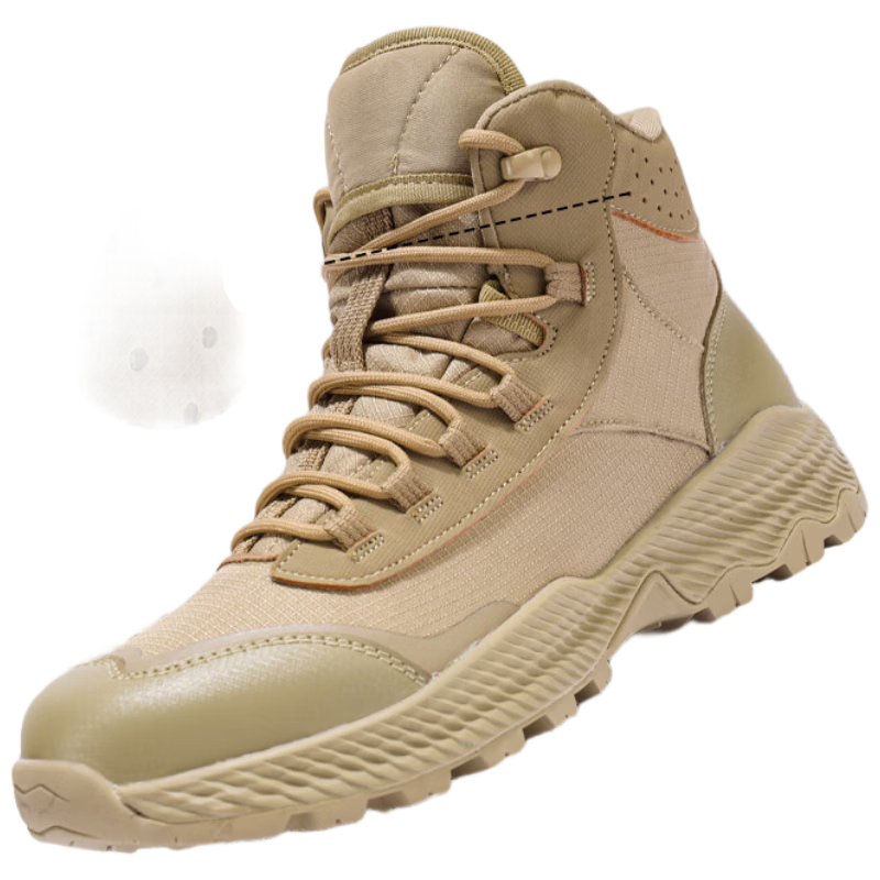 Jingzhen Desert Combat Boots Men Outdoor Hiking Military Tactical Mid-High Waterproof Rescue Work Boots New Model
