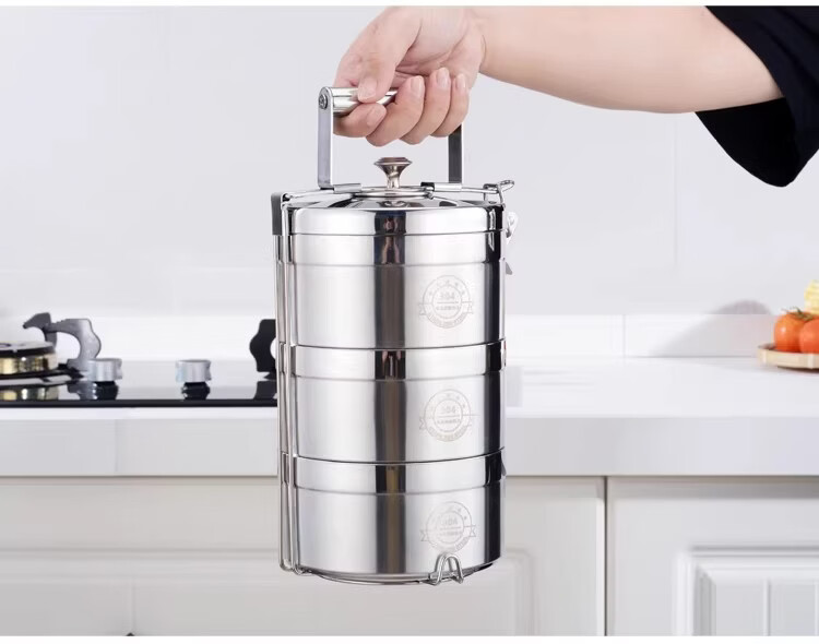 Caitang Smart 304 Stainless Steel Four-Layer Insulated Lunch Box Basket Insulated Container Layered Bento Box 14cm (Jing Warehouse) 19