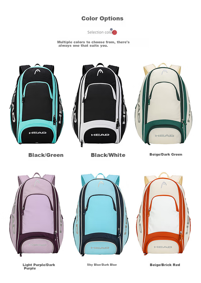 HEAD Tennis Open Tennis Double Shoulder Bag Fitness Badminton Backpack Travel Bag Multifunctional Laptop Bag 4