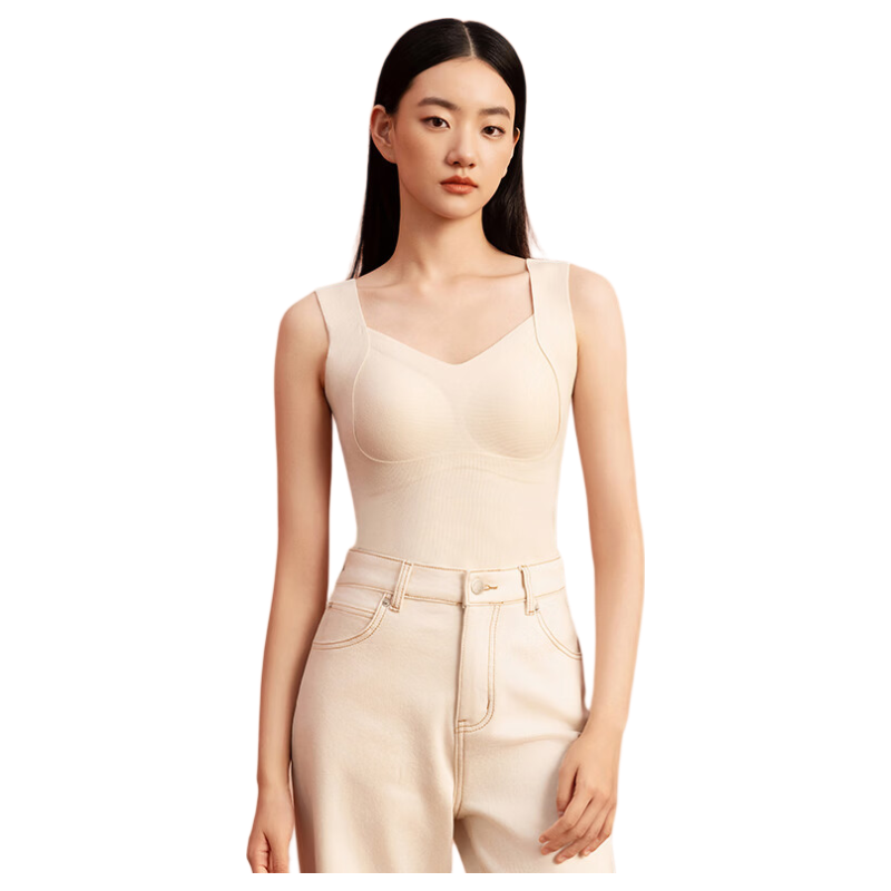 Urban Beauty Women's Thermal Vest with Chest Pad Wool and Silk 2025 Autumn Winter New Heating Seamless Underwear