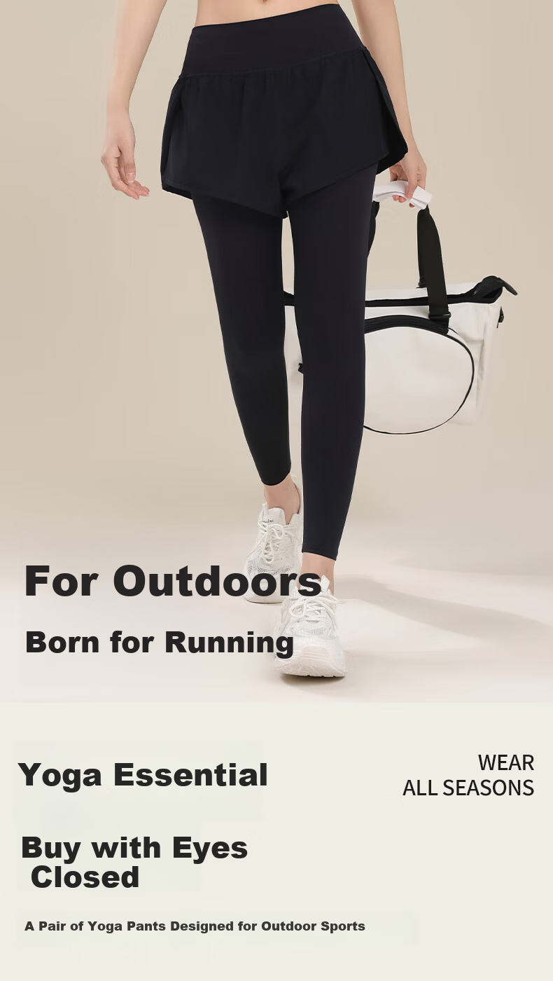 Free Style Women's Two-in-One Yoga Pants Spring Autumn Outdoor Sports Fitness Quick-Dry Pilates Training High-Waist Long Pants 2