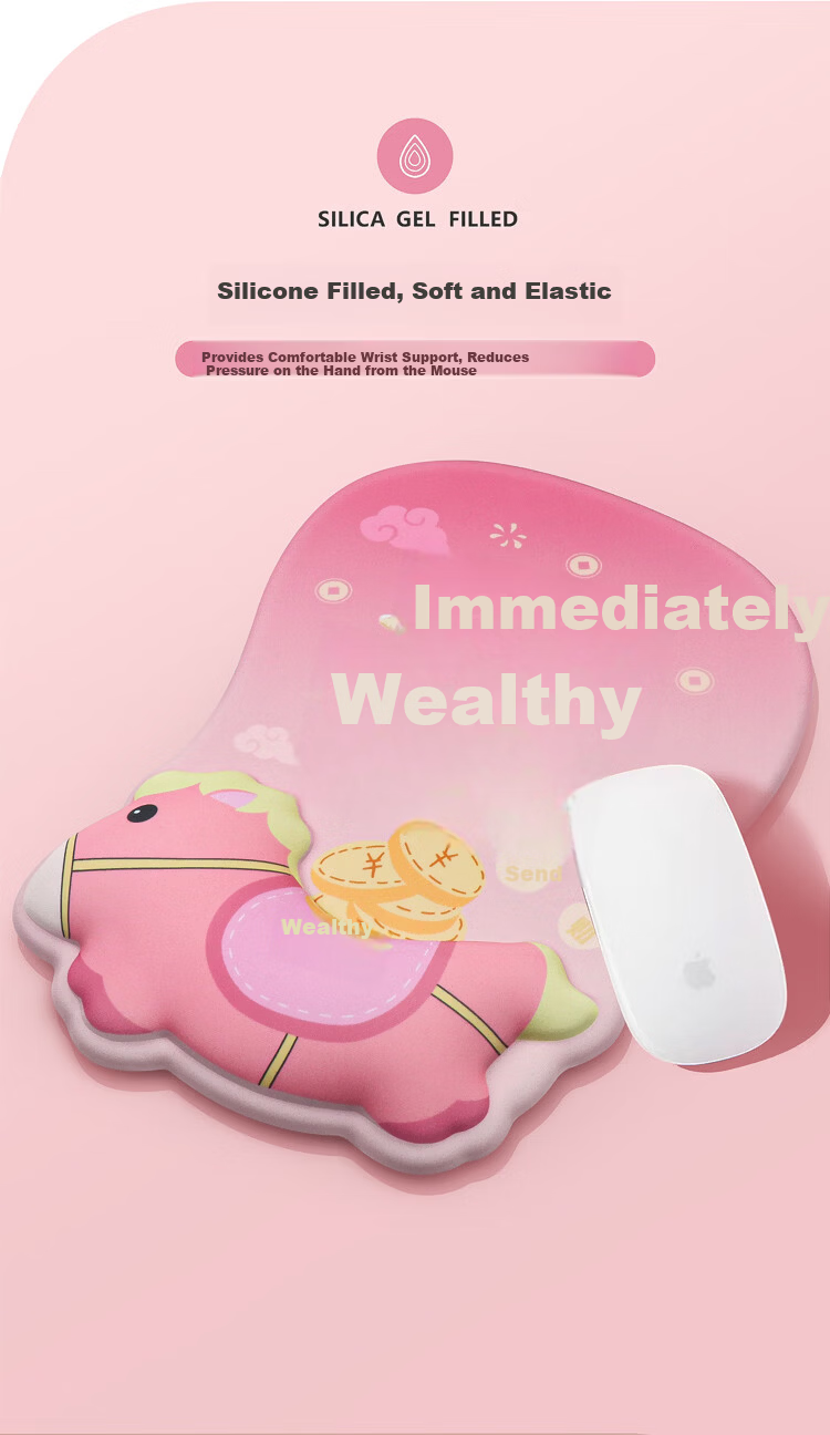 KPTE "Instant Wealth" Ergonomic Wrist Support Mouse Pad Wrist Rest Silicone Non-Slip Wrist Protector for Women 4