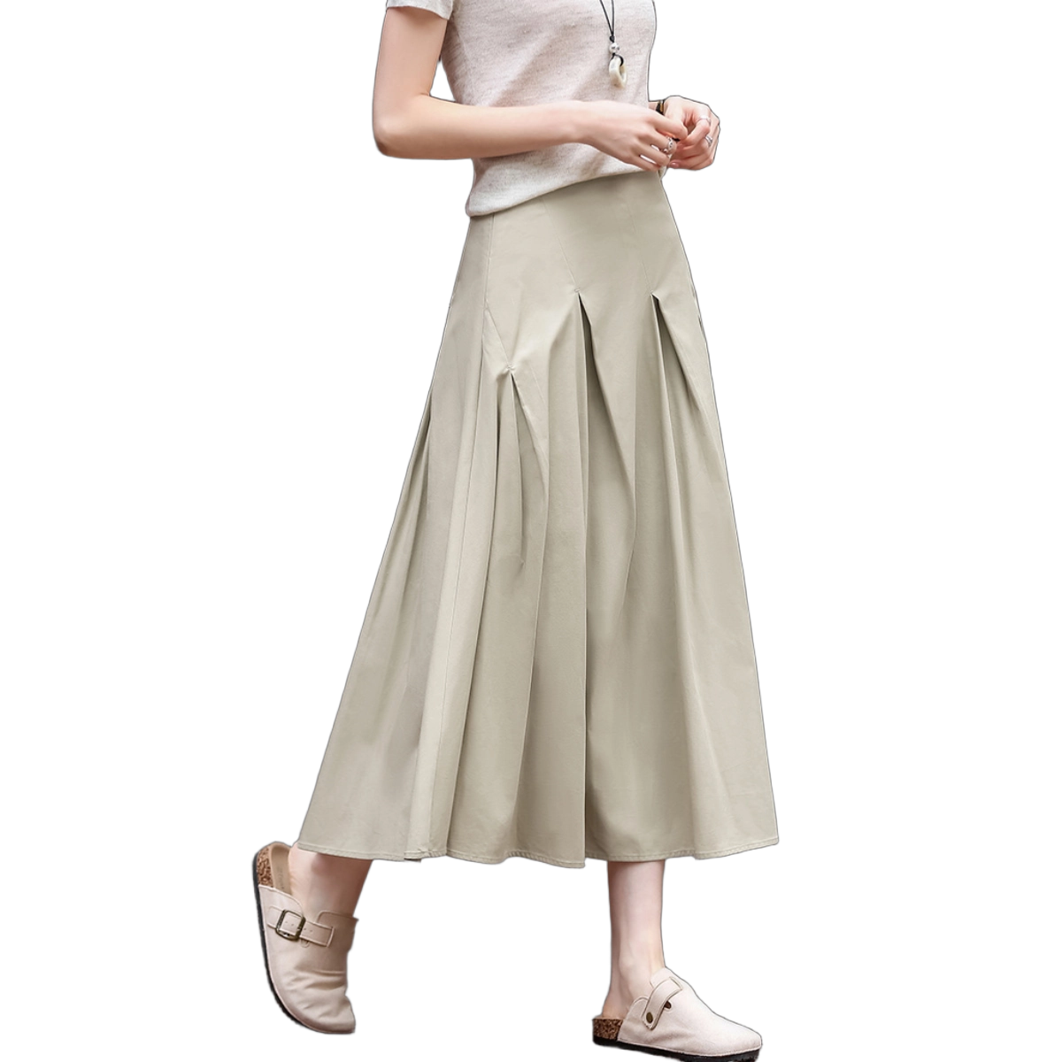 Demana [Eight-Piece 3D Soft Cut] Spring Soft Brushed Cotton High-Waist A-Line Slimming Skirt for Women Premium Quality