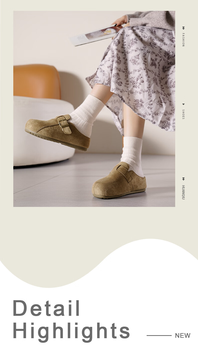 HUANQIU Vintage Platform Birkenstock Women's 2026 New Popular Slip-On Half Slippers Soft Sole Shoes 16