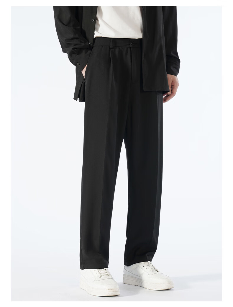 Jeanswest Casual Men's Spring Summer Loose Straight Wide-Leg Long Pants Comfortable Simple Versatile Commuter Trousers Unisex 6