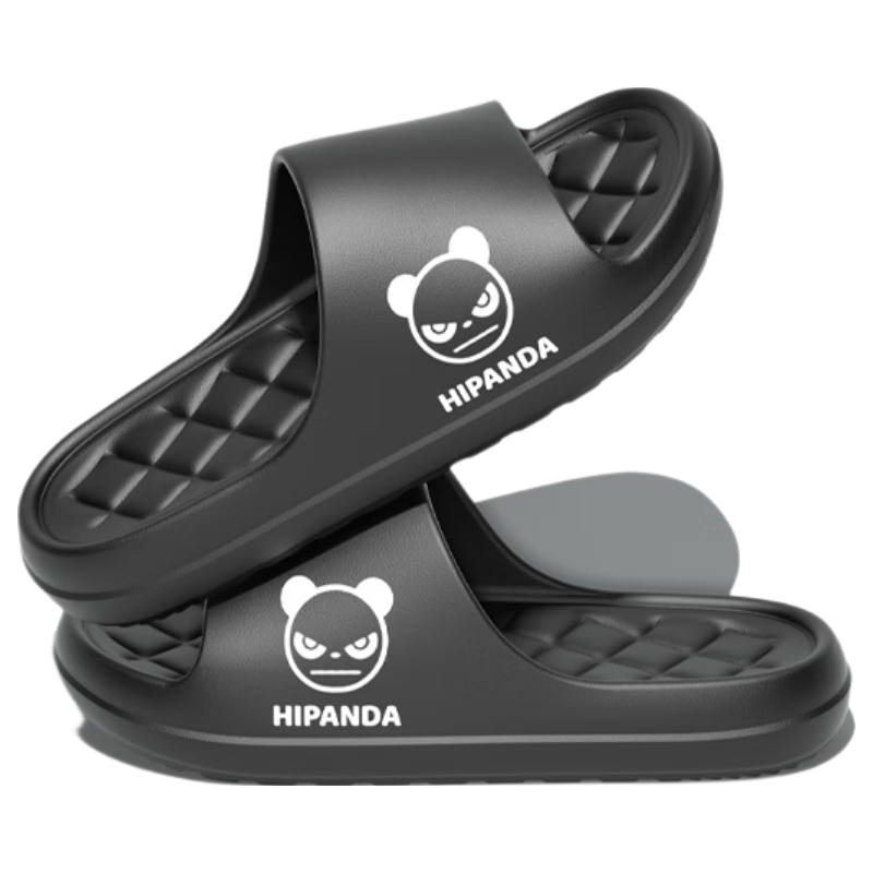 HIPANDA Men's Thick-Soled Non-Slip Bathroom Shower Home Couple's Slippers Dark Night Black Size 44-45